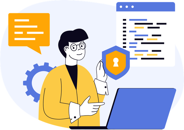 Programmeur travaillant sur la sécurité du code  Illustration