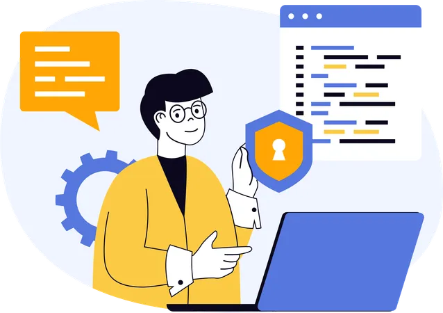 Programmeur travaillant sur la sécurité du code  Illustration
