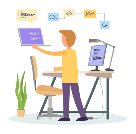 Programmeur travaillant sur le développement Web  Illustration