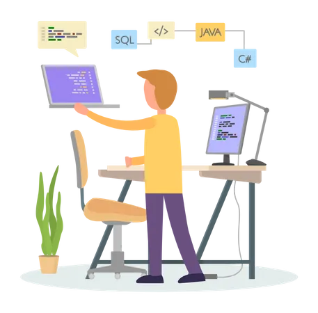 Programmeur travaillant sur le développement Web  Illustration