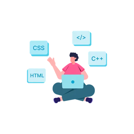 Programmeur travaillant sur un ordinateur portable  Illustration