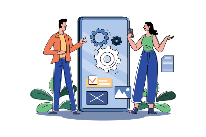 Des programmeurs testent une application mobile  Illustration