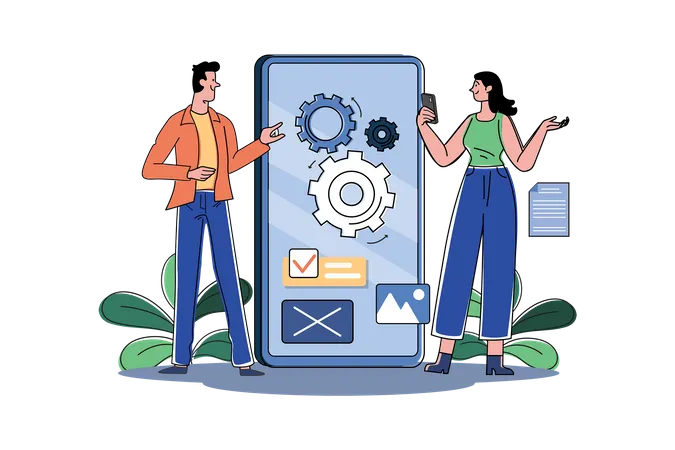 Des programmeurs testent une application mobile  Illustration