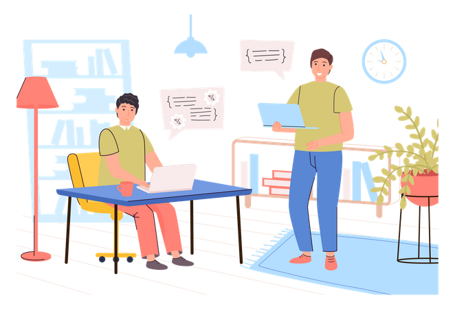 Programmeurs travaillant sur le projet  Illustration