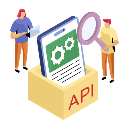 Programmierer arbeiten am API-Management  Illustration