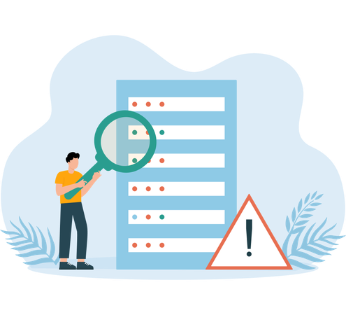 Programmierer arbeitet an Datenbankalarm  Illustration