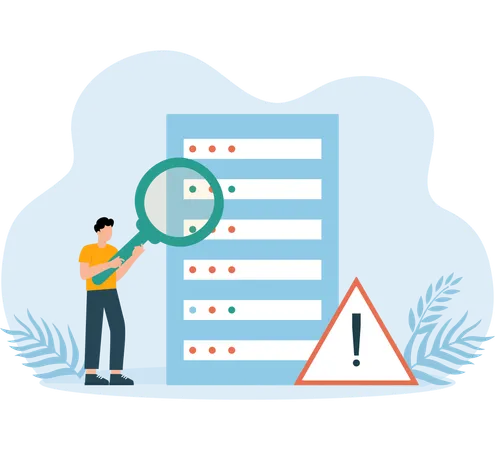 Programmierer arbeitet an Datenbankalarm  Illustration