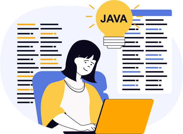 Programmierer arbeitet an JavaScript-Programm  Illustration