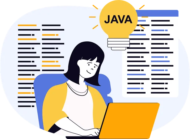 Programmierer arbeitet an JavaScript-Programm  Illustration