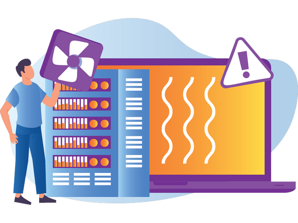 Programmierer arbeitet an System Cooldown  Illustration