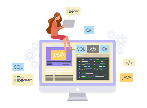 Programmierer, der an der Webentwicklung arbeitet  Illustration