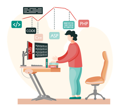 Programmierer, der an der Webentwicklung arbeitet  Illustration