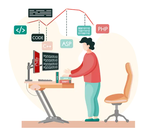 Programmierer, der an der Webentwicklung arbeitet  Illustration