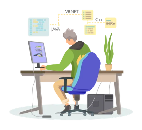 Programmierer arbeitet an Website  Illustration