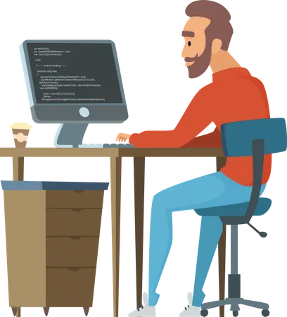 Programmierer arbeitet an Website  Illustration