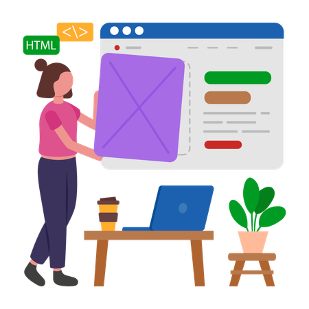 Programmierer entwickelt Einfügen-Button  Illustration