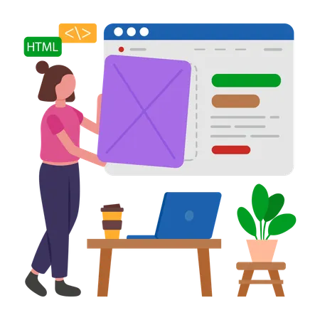 Programmierer entwickelt Einfügen-Button  Illustration