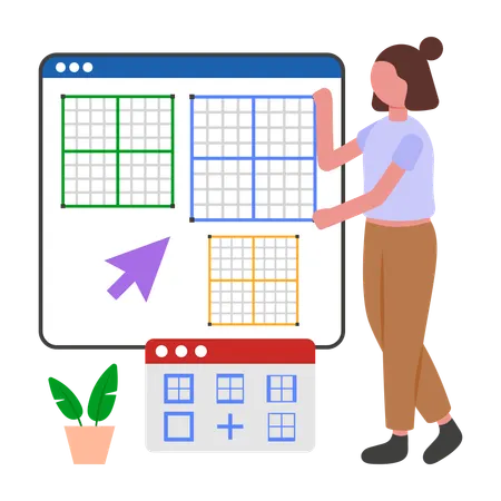 Programmierer entwickelt Grid-Design  Illustration