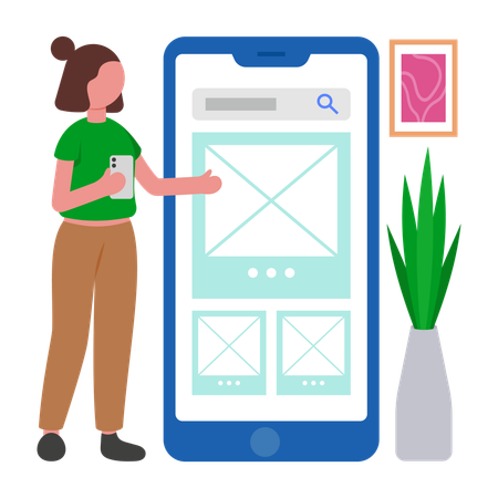 Programmierer entwickelt Mobile Wireframe  Illustration