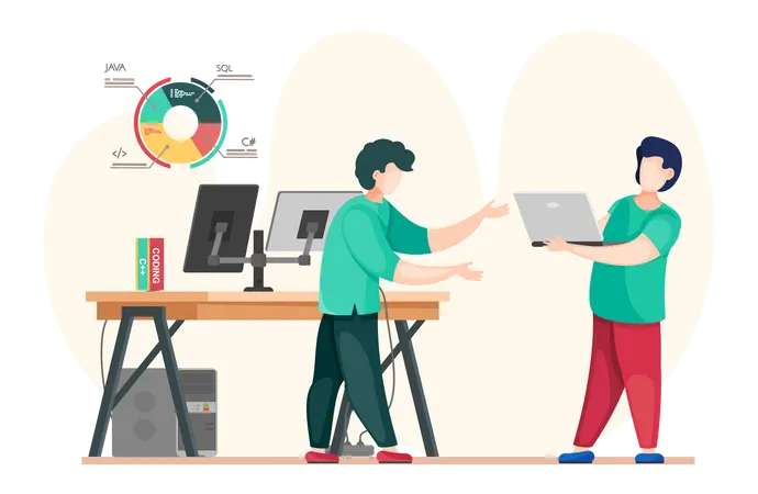 Programmierteam arbeitet an Projekt  Illustration