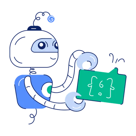 Programming Bot Hand Drawn Mini Illustration Illustration