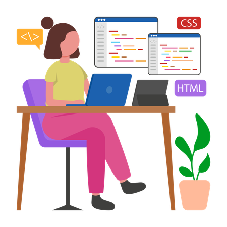 Programming Girl  Illustration