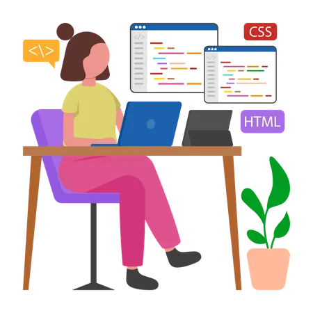 Programming Girl  Illustration