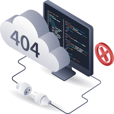 Programming language can warn error code 404 for technology systems  イラスト