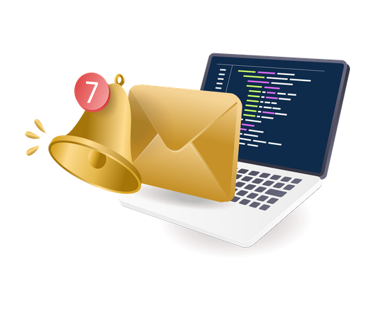 Programming language data email notification  Illustration