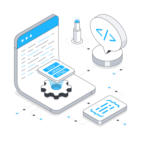 Programming on laptop  Illustration