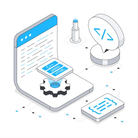 Programming on laptop  Illustration