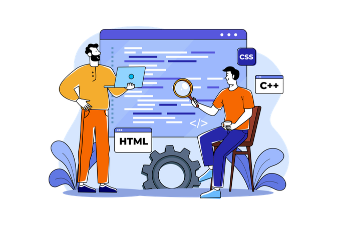 Programming team developed code Illustration
