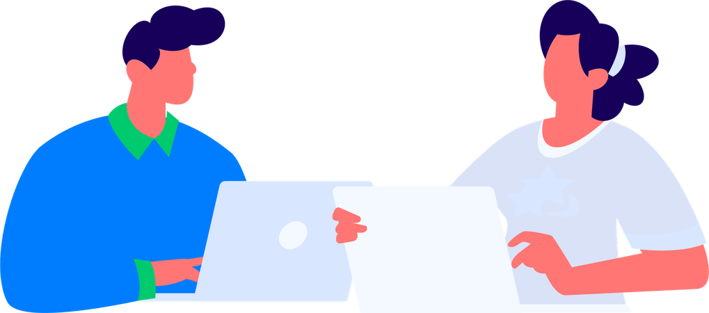 Programming team discuss about web coding  Illustration