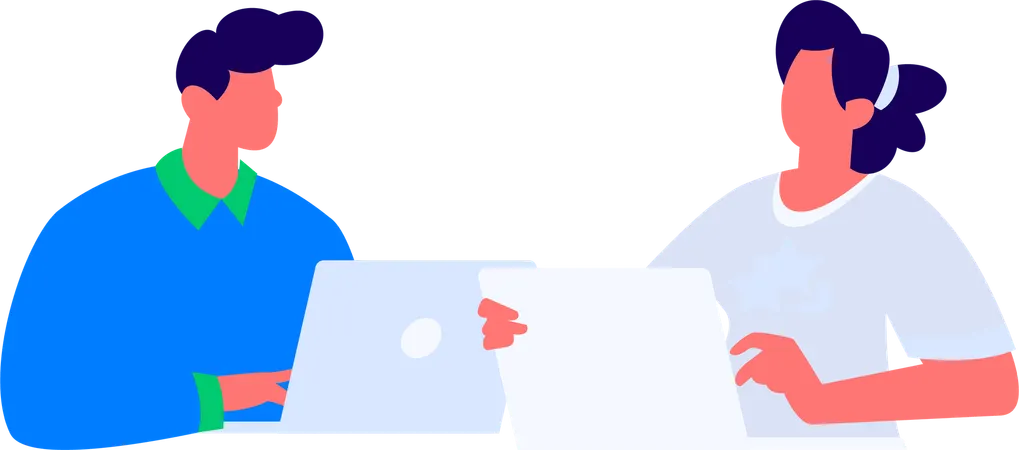 Programming team discuss about web coding  Illustration