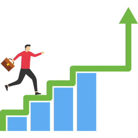 Progrès vers le succès, pas en avant pour développer l'entreprise  Illustration