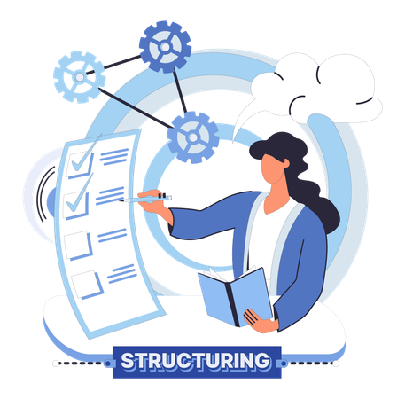 Progress in business relies on efficient organization and workflow procedures  Illustration