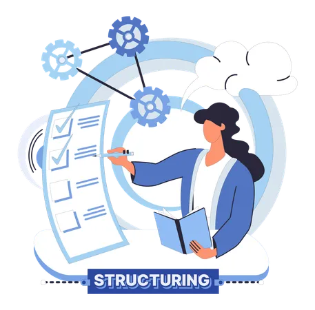 Progress in business relies on efficient organization and workflow procedures  Illustration