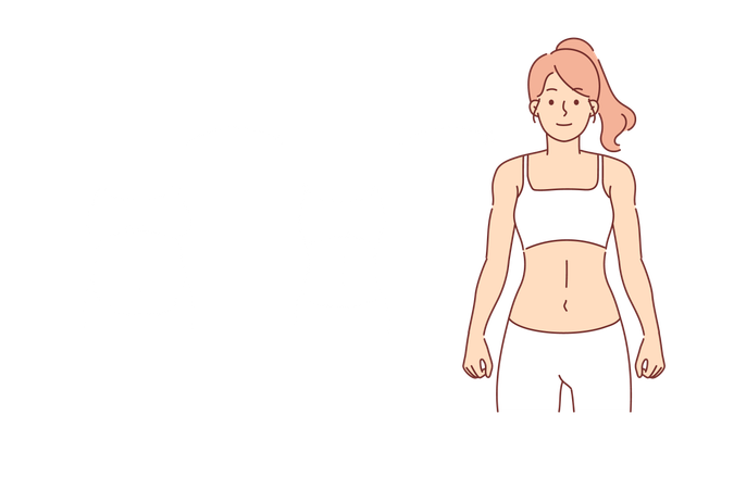 Progress of woman losing weight getting rid of body fat thanks to diet and regular exercise  イラスト