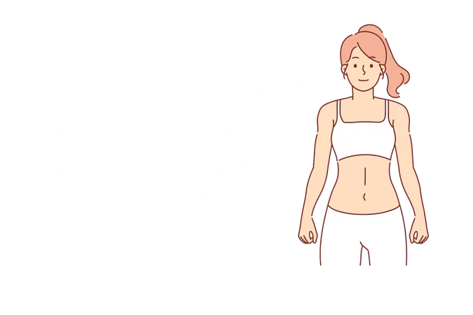 Progress of woman losing weight getting rid of body fat thanks to diet and regular exercise  イラスト