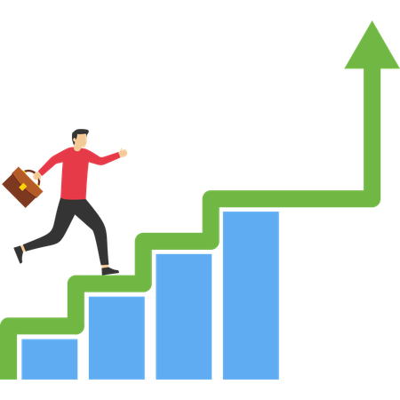 Progresso para o sucesso, passo à frente para fazer crescer o negócio  Ilustração