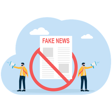 Prohibition sign for fake news  Illustration