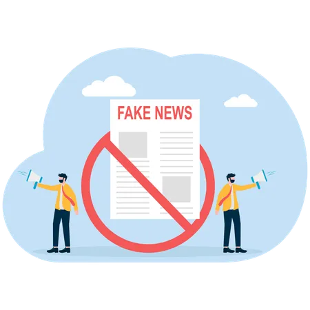 Prohibition sign for fake news  Illustration