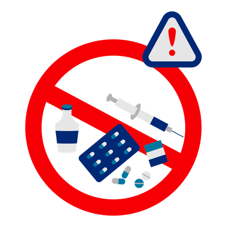 Prohibition sign for use of drugs  Illustration