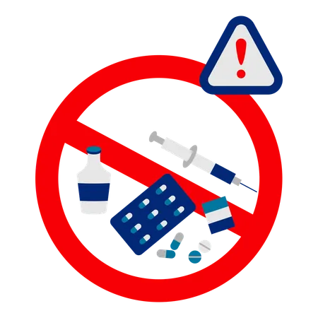 Prohibition sign for use of drugs  일러스트레이션