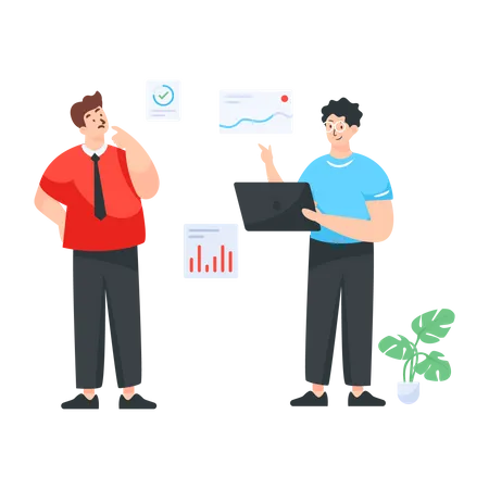 Business Colleagues Having Project Discussion Flat Illustration Illustration
