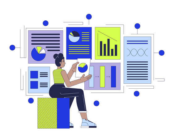 Project manager doing Data-driven product management  Illustration