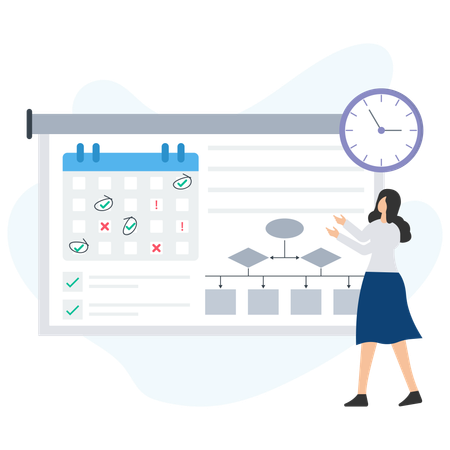 Project manager explaining work schedule and workflow  Illustration
