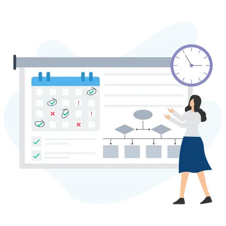 Project manager explaining work schedule and workflow  Illustration