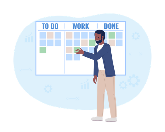Project manager using task board  Illustration