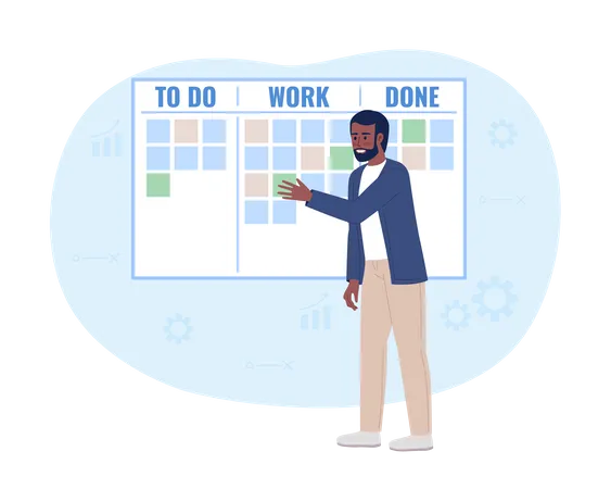 Project manager using task board  Illustration